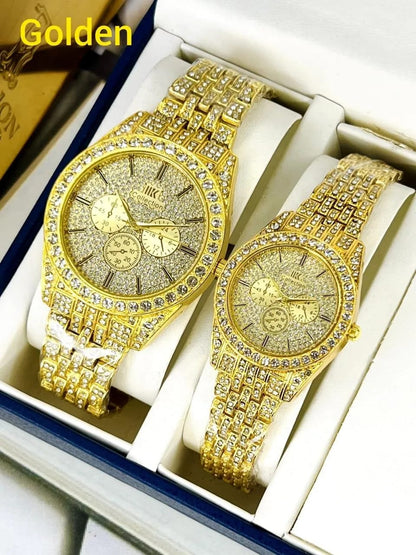 Luxury Diamond-Accented Couple Watch