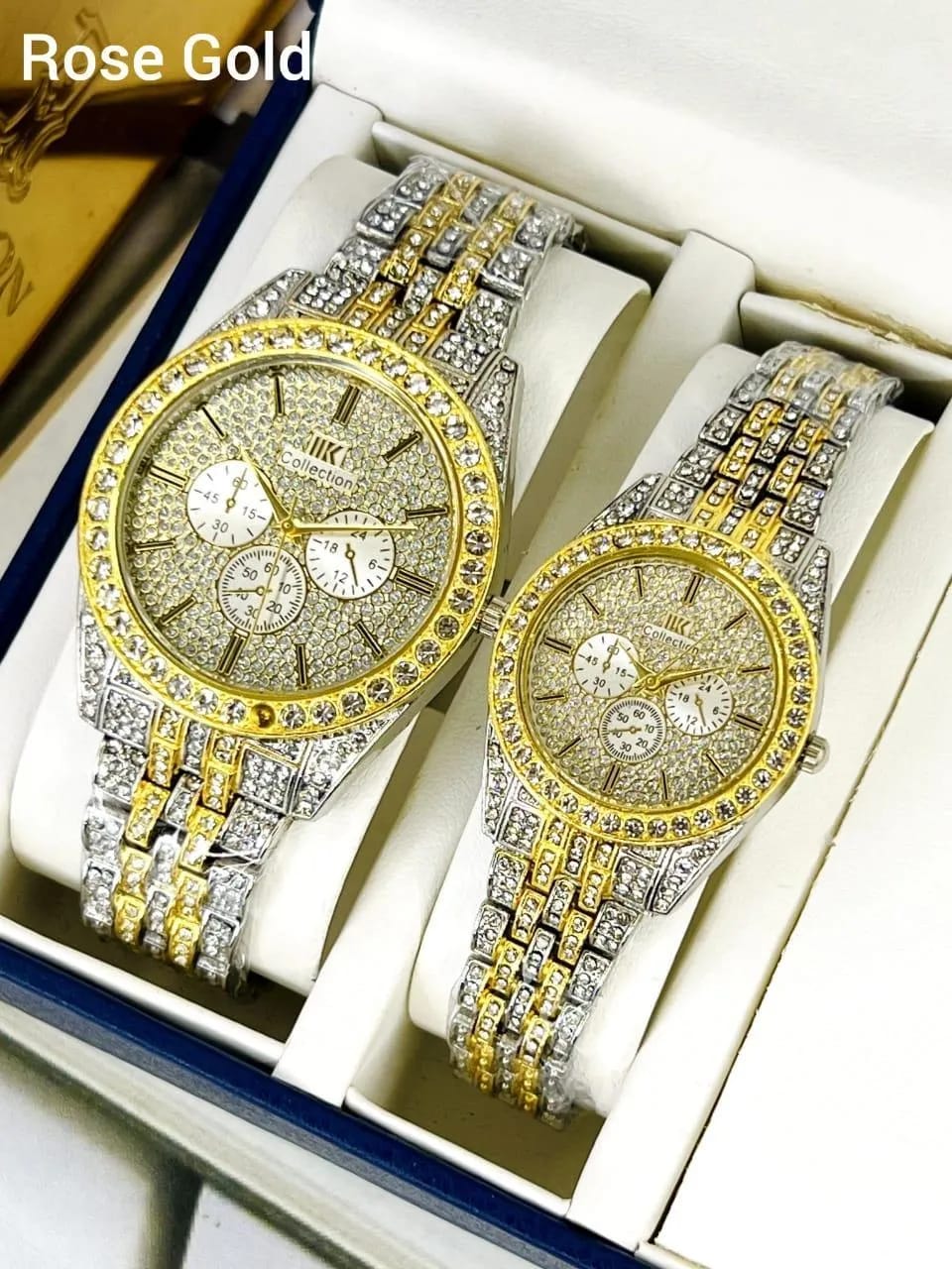 Luxury Diamond-Accented Couple Watch