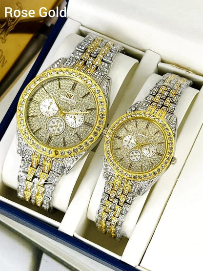 Luxury Diamond-Accented Couple Watch