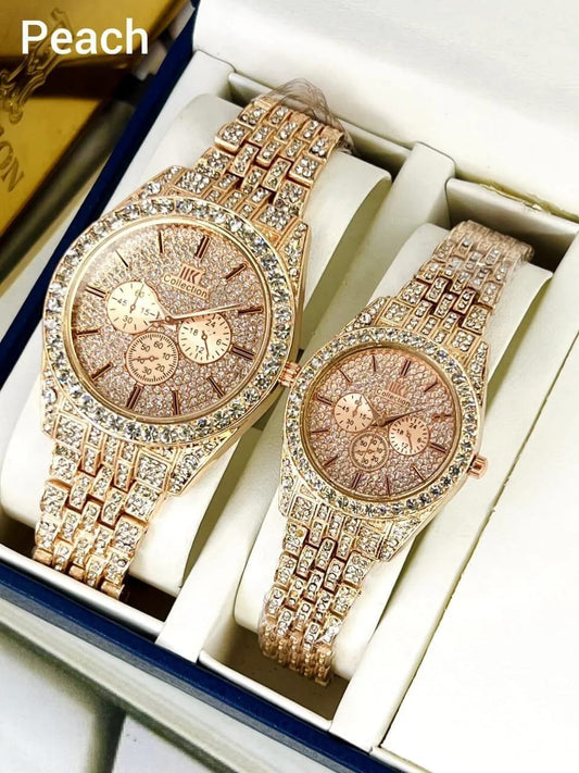 Luxury Diamond-Accented Couple Watch